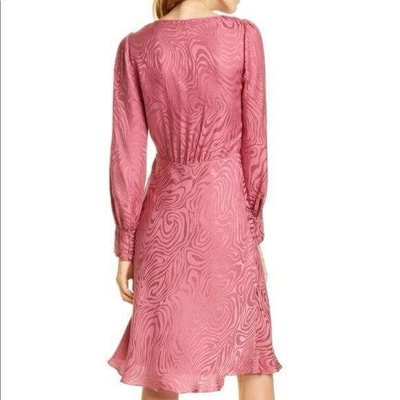 NWT Rebecca Taylor Pink Silk Long Sleeve Printed Dress - Picture 2 of 13